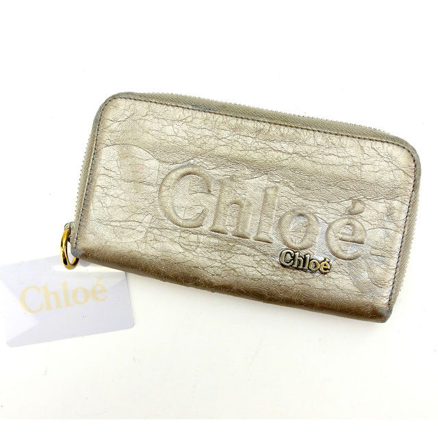 【スプリングセール30％OFF】クロエ 長財布 ラウンドファスナー エクリプス ゴールド×シルバー レザー Chloe 【クロエ】 T13868S 【中古】