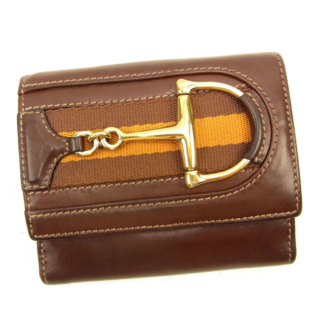 【楽天スーパーSALE40%OFF】グッチ Wホック財布 ビット金具 ブラウン キャンバス×レザー Gucci ホックサイフ ホック財布 財布 サイフ 財布 ユニセックス 小物 【グッチ】 T11357 【中古】