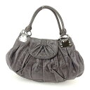 【スプリングセール】ミュウミュウ トートバッグ ショルダーバッグ ロゴ グレー×シルバー アンティーク調レザー miu miu バック 収納 ファッション バッ...