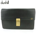 【春の大感謝祭 30％OFF】ダンヒル クラッチバッグ セカンドバッグ メンズ ロゴプレート ブラック ゴールド レザー dunhill 【ダンヒル】 T18292S 【中古】