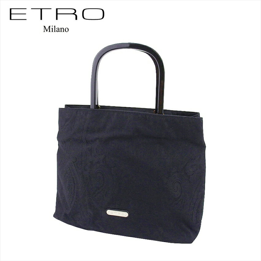 【楽天スーパーSALE】【中古】 エトロ トートバッグ ハンドバッグ ブラック ナイロン×プラスチック ETRO L4062