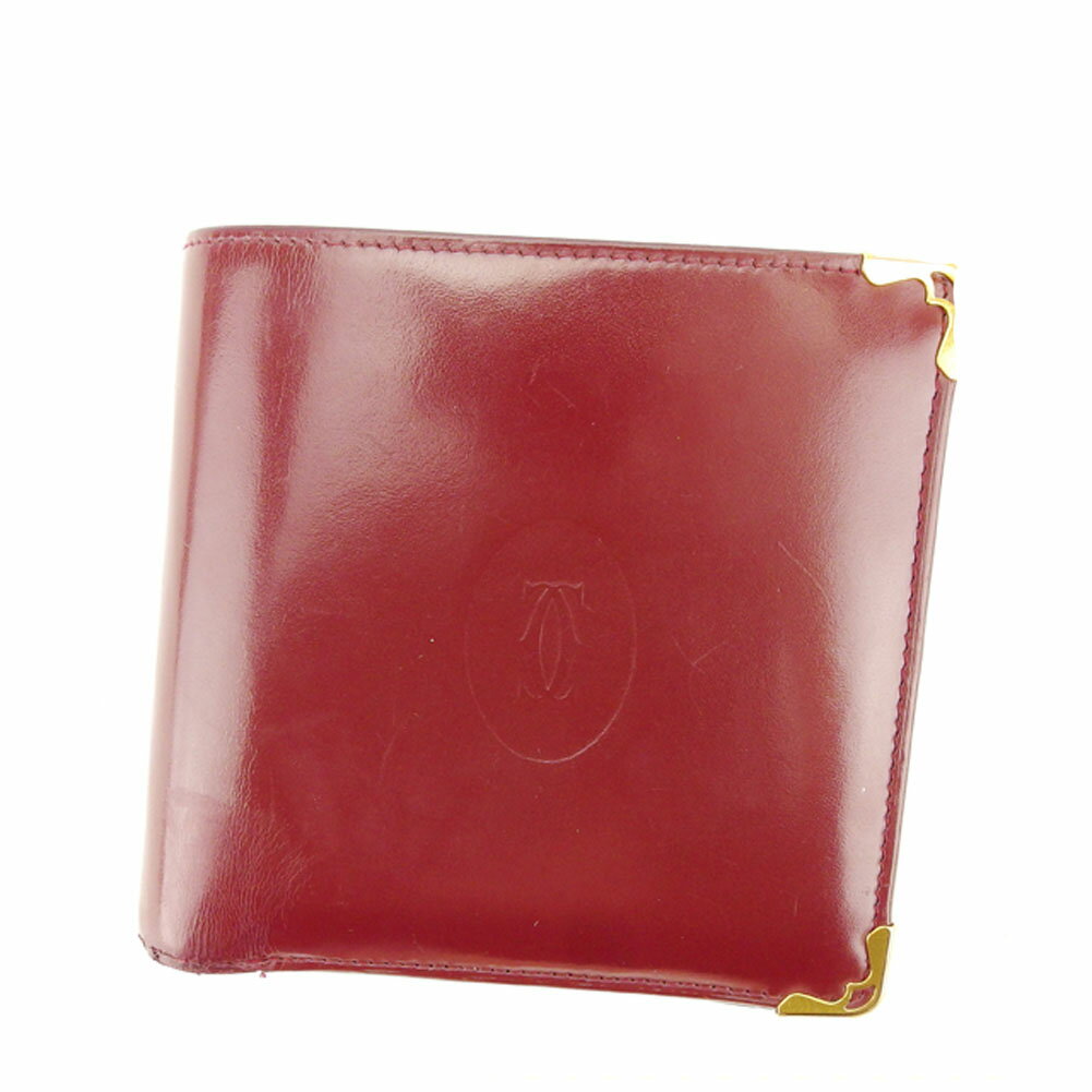 【スプリングセール】カルティエ 二つ折り財布 財布 マストライン ボルドー レザー Cartier 二つ折りサイフ 財布 サイフ 収納 財布 二つ折り財布 ユニセックス 小物 【カルティエ】 T6334 【中古】