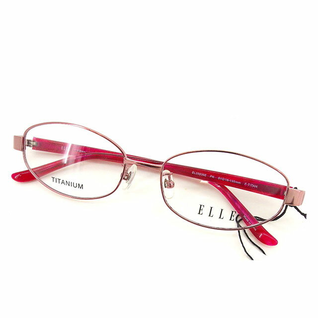 【楽天スーパーSALE】エル メガネ 眼鏡 度ナシ ピンク ELLE レディース プレゼント 贈り物 オシャレ 大人 ファッション 【エル】 T2113 【中古】