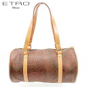 【スプリングセール】エトロ ハンドバッグ ミニボストンバッグ ペイズリー ブラウン PVC×レザー ETRO 【エトロ】 C3597S 【中古】