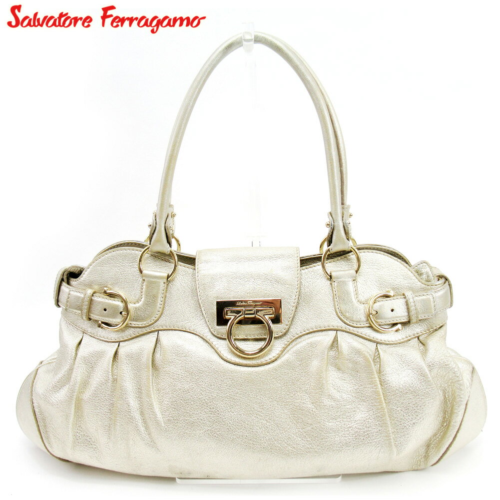 【スプリングセール30％OFF】サルヴァトーレ フェラガモ ハンドバッグ ワンショルダー ガンチーニ ゴールド レザー Salvatore Ferragamo 【フェラガモ】 T10101S 【中古】