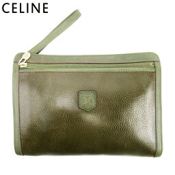 【春の大感謝祭 30％OFF】セリーヌ クラッチバッグ セカンドバッグ グリーン レザー CELINE 【セリーヌ】 C3689S 【中古】