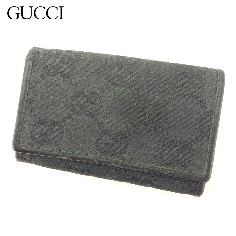 【スプリングセール30％OFF】グッチ キーケース GGキャンバス ブラック シルバー キャンバス×レザーGUCCI レディース プレゼント 贈り物 オシャレ 大人 ファッション 【グッチ】 F1502 【中古】