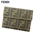 【春の大感謝祭 30％OFF】フェンディ 三つ折り 財布 ズッカ ブラック ベージュ ブラウン キャンバス×レザー FENDI 【フェンディ】 T10369S 【中古】