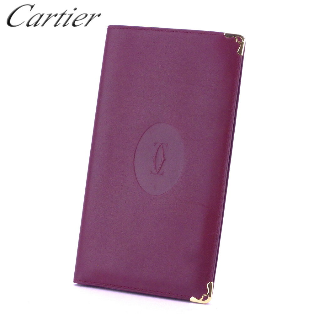 【スプリングセール】カルティエ 長札入れ 札入れ マストライン ボルドー ゴールド レザー Cartier 【カルティエ】 T10398S 【中古】