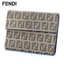 【スプリングセール30％OFF】フェンディ 三つ折り 財布 ズッキーノ ベージュ ブラウン キャンバス×レザー FENDI 三つ折りサイフ サイフ 財布 折りタタミ 三つ折り財布 財布 ユニセックス 小物 【フェンディ】 T10401 【中古】