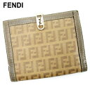 【スプリングセール】フェンディ がま口 財布 二つ折り 財布 ズッキーノ ベージュ キャンバス×レザー FENDI がま口 財布 サイフ コンパクト 財布 ユニ...