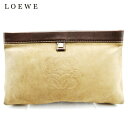 【春の大感謝祭 30％OFF】ロエベ クラッチバッグ ポーチ アナグラム ベージュ スエード×レザー LOEWE セカンドバッグ バック ファッション 収納 バッグ 【ロエベ】 T10468 【中古】