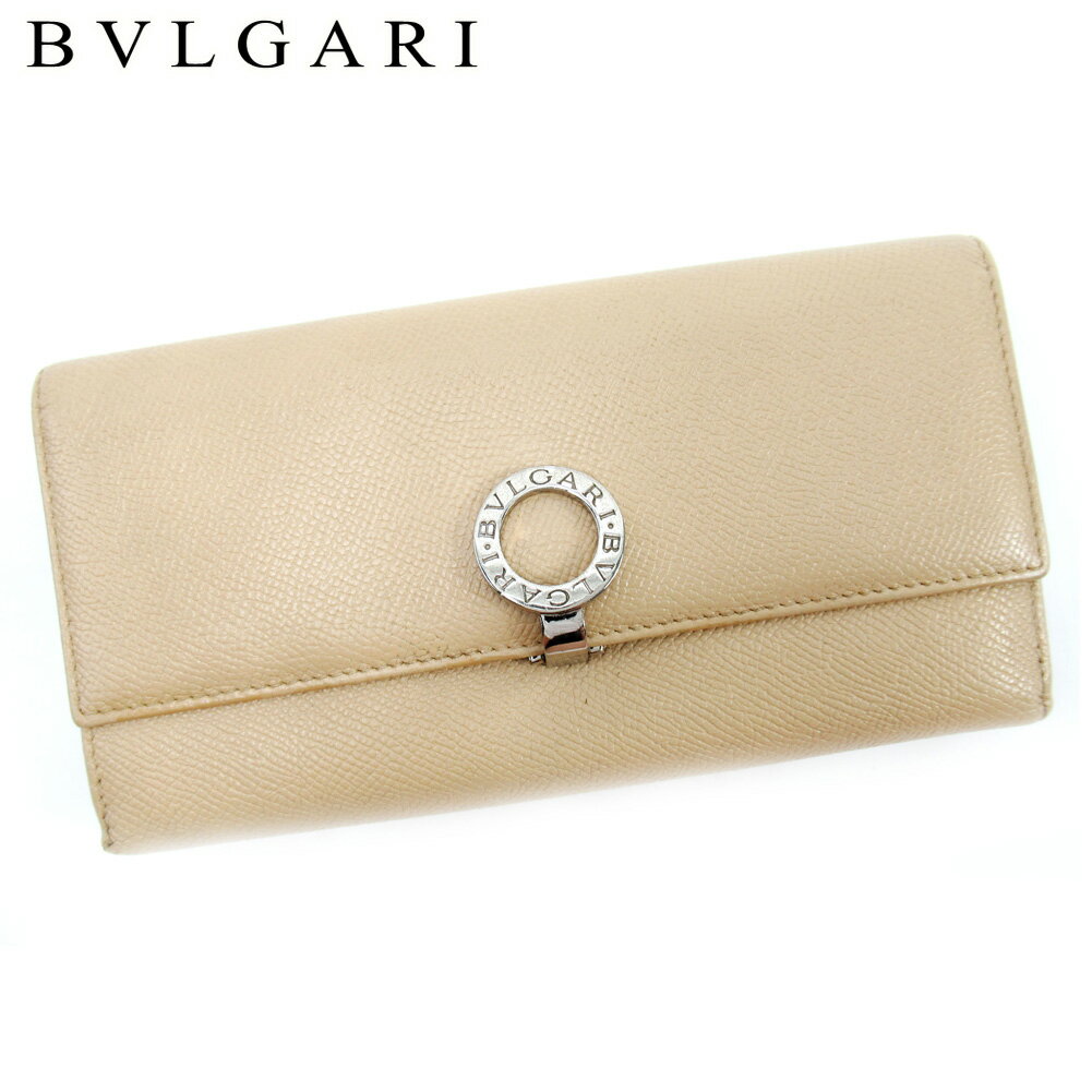 【スプリングセール30％OFF】ブルガリ 長財布 二つ折り 財布 ブルガリブルガリ ベージュ レザー BVLGARI 長サイフ サイフ 収納 財布 ユニセックス 小物 【ブルガリ】 T10501 【中古】