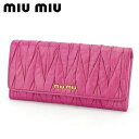 【スプリングセール】ミュウミュウ 長財布 ファスナー付き 財布 レディース マテラッセ ピンク ゴールド レザー miu miu 長サイフ サイフ 収納 財布 ...