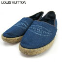 【スプリングセール】ルイ ヴィトン スリッポン シューズ 靴 レディース ♯37ハーフ ブルー キャンバス Louis Vuitton 【ルイ・ヴィトン】 T1...
