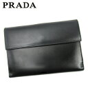 【春の大感謝祭 30％OFF】プラダ Wホック 財布 二つ折り 財布 レディース メンズ ブラック レザー PRADA 【プラダ】 T16758S 【中古】