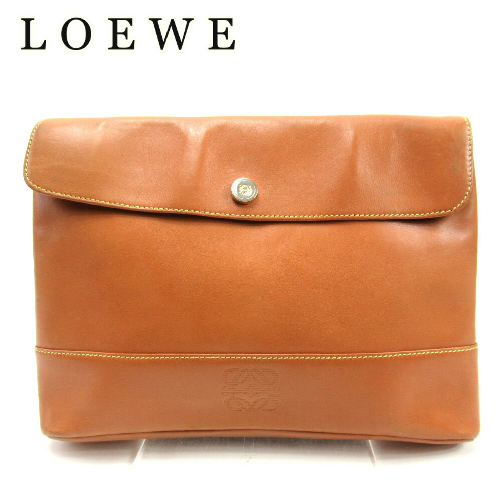 【スプリングセール30％OFF】ロエベ クラッチバッグ セカンドバッグ レディース メンズ アナグラム ブラウン レザー LOEWE 【ロエベ】 T16766S 【中古】