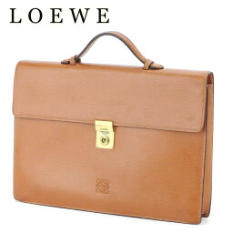 【春の大感謝祭 30％OFF】ロエベ ビジネスバッグ ブリーフケース メンズ アナグラム ブラウン レザー LOEWE バック 仕事 収納 通勤 バッグ 【ロエベ】 T16871 【中古】