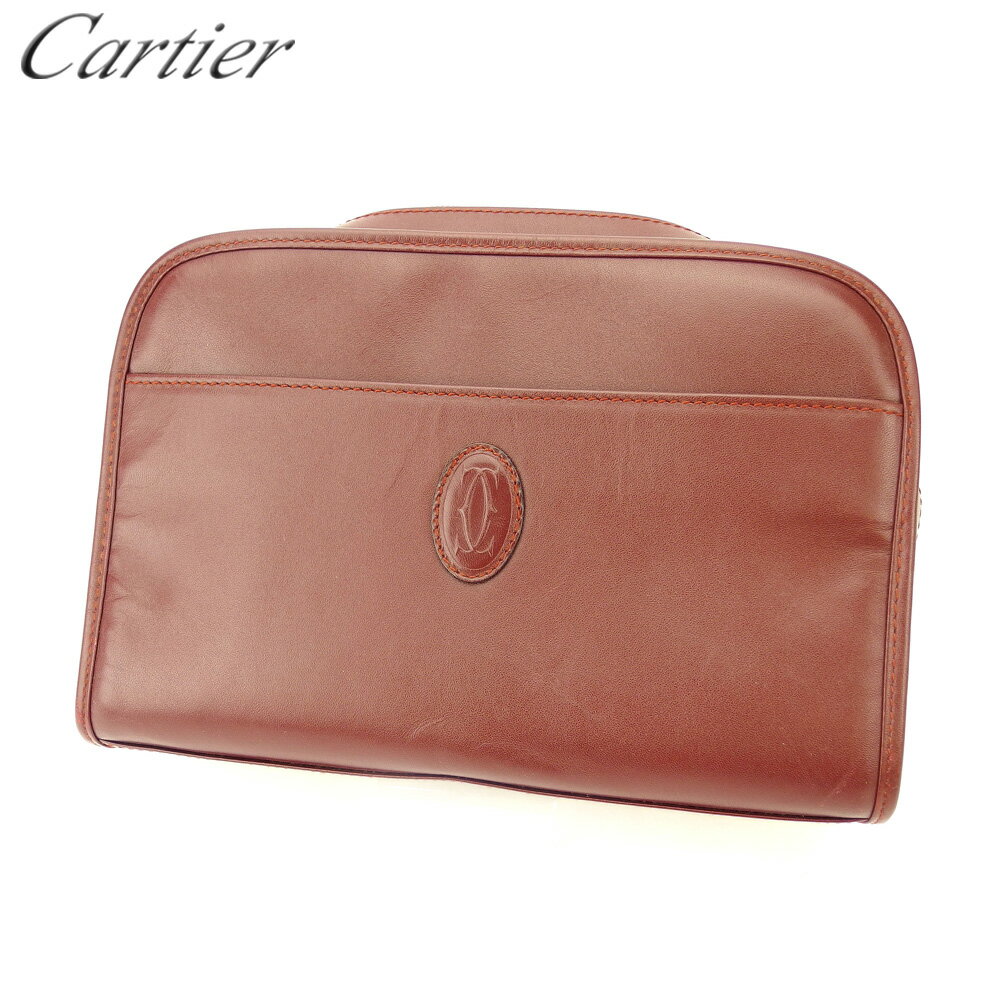【スプリングセール】カルティエ クラッチバッグ セカンドバッグ マストライン ボルドー ゴールド レザー Cartier 【カルティエ】 T17001S 【中古】