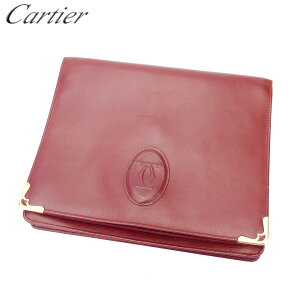 【スプリングセール30％OFF】カルティエ クラッチバッグ セカンドバッグ マストライン ボルドー ゴールド レザー Cartier 【カルティエ】 T17008S 【中古】