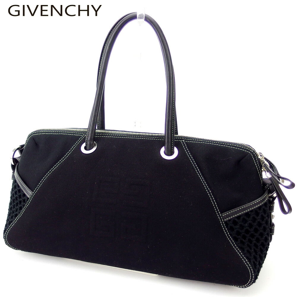 【スプリングセール30％OFF】ジバンシィ 2WAY ショルダーバッグ ハンドバッグ 4Gロゴマーク ブラック シルバー キャンバス×レザー GIVENCHY バッグ バック 肩掛け 収納 バッグ 【ジバンシィ】 T17018 【中古】