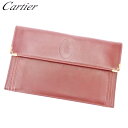 【スプリングセール】カルティエ トラベルケース マルチケース ポーチ マストライン ボルドー ゴールド レザー Cartier 【カルティエ】 T17035S ...