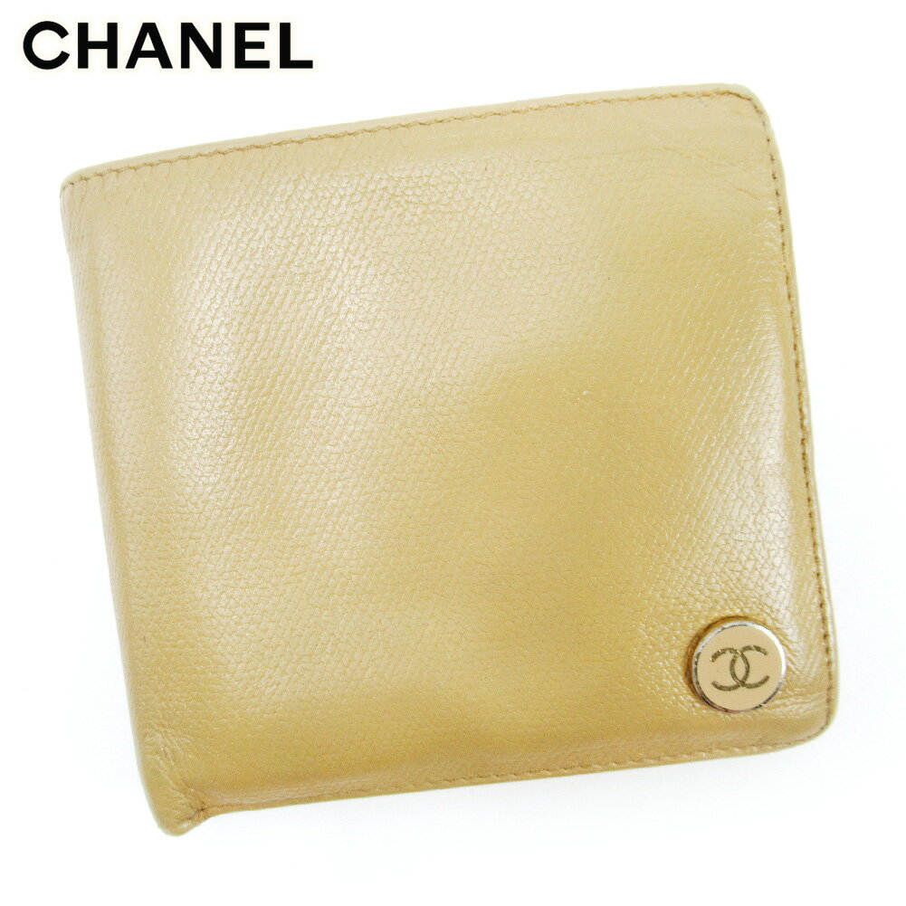 【スプリングセール30％OFF】シャネル 二つ折り 財布 財布 ココボタン ベージュ レザー CHANEL 【シャネル】 T17185S 【中古】