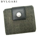 【春の大感謝祭 30％OFF】ブルガリ 二つ折り 財布 Wホック ロゴマニア ブラック キャンバス×レザー BVLGARI 【ブルガリ】 T17224S 【中古】