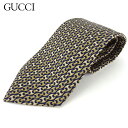 【春の大感謝祭 30％OFF】グッチ ネクタイ レギュラータイ メンズ チェーン柄 ベージュ ネイビー シルク 絹 GUCCI 【グッチ】 L2919 【中古】