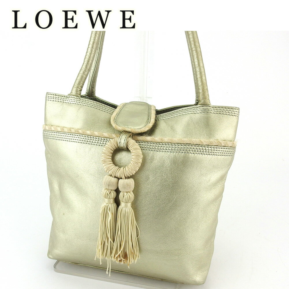 【スプリングセール30％OFF】ロエベ トートバッグ トート ハンドバッグ レディース タッセル ゴールド ベージュ レザー LOEWE バック 収納 ファッション バッグ 手持ちバッグ 【ロエベ】 T17401 【中古】