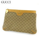 【スプリングセール】グッチ ポーチ 化粧ポーチ レディース メンズ マイクロGG ベージュ PVC×レザー GUCCI 【グッチ】 P982 【中古】