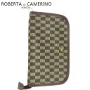 【スプリングセール】ロベルタディカメリーノ マルチケース トラベルケース レディース メンズ Rマーク ブラウン ベージュ ゴールド PVC ROBERTA D...