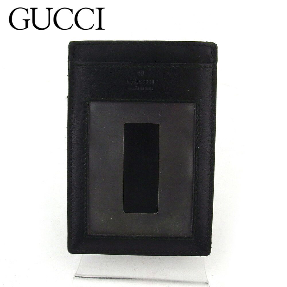 【スプリングセール30％OFF】グッチ 定期入れ ケース パスケース メンズ ロゴ ブラック レザー GUCCI 【グッチ】 I576S 【中古】