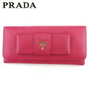 【スプリングセール】プラダ 長財布 ファスナー付き 財布 レディース リボン ピンク ゴールド サフィアーノレザー PRADA 【プラダ】 T18178 【中古】(4)