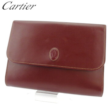【ラスト1個】 【中古】 カルティエ クラッチバッグ セカンドバッグ レディース メンズ マストライン ボルドー レザー Cartier 【カルティエ】 T18494 送料無料