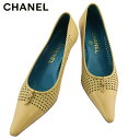 【スプリングセール】シャネル パンプス シューズ 靴 レディース ♯35ハーフC ココマーク パンチング ベージュ レザー CHANEL T18713 【中古】