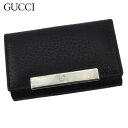 【スプリングセール】グッチ キーケース 6連キーケース メンズ ロゴプレート ブラック シルバー レザー GUCCI T18721S 【中古】