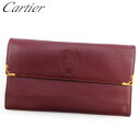 【スプリングセール】カルティエ 長財布 ファスナー付き 財布 レディース メンズ マストライン ボルドー ゴールド レザー Cartier L3219S 【中古...