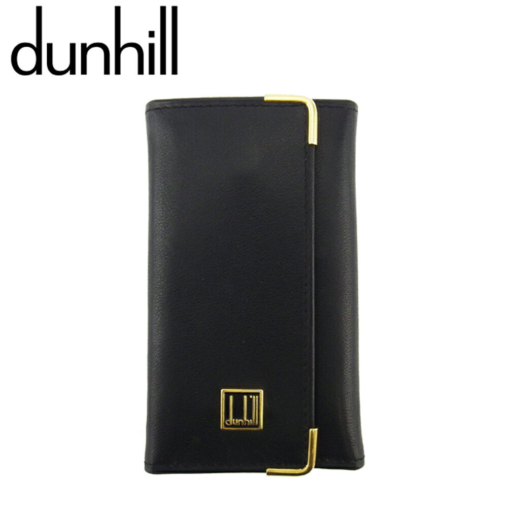 【スプリングセール30％OFF】ダンヒル キーケース 6連キーケース メンズ ロゴプレート ブラック ゴールド レザー dunhill L3311S 【中古】