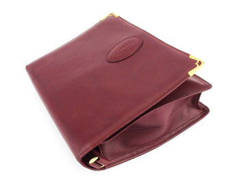 【ラスト1点】 【中古】 カルティエ クラッチバッグ セカンドバッグ バッグ レディース メンズ マストライン ボルドー ゴールド レザー Cartier T18930 .