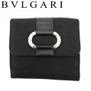 【スプリングセール】ブルガリ Wホック 財布 二つ折り ミニ財布 レディース メンズ ロゴマニア ブラック シルバー キャンバス×レザー BVLGARI T18...