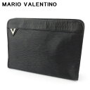 【ウィンターSALE 30%OFF】 【中古】 マリオ ヴァレンティノ クラッチバッグ セカンドバッグ バッグ レディース メンズ Vマーク ブラック シルバー ゴールド レザー MARIO VALENTINO T19048