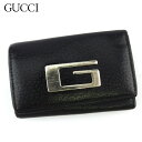 【春の大感謝祭 30％OFF】グッチ キーケース 6連キーケース メンズ Gマーク ブラック シルバー レザー GUCCI L3391S 【中古】