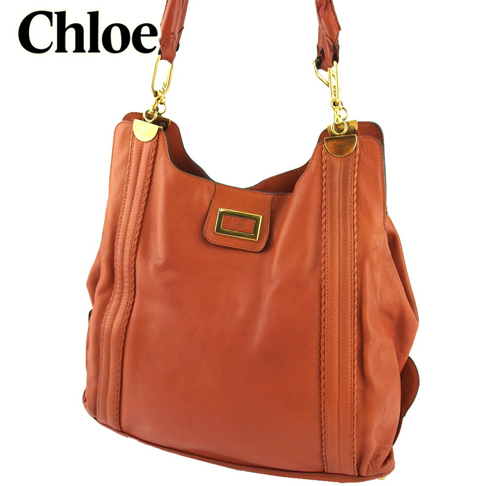 【スプリングセール30％OFF】クロエ トートバッグ トート ショルダーバッグ レディース イレーヌ ブラウン ゴールド レザー Chloe L3492S 【中古】