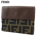 【スプリングセール】 【中古】 フェンディ Wホック 財布 二つ折り ミニ財布 レディース メンズ ズッカ ブラウン ベージュ ブラック キャンバス×レザー F...