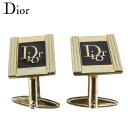 【スプリングセール】ディオール カフス カフリンクス メンズ スウィヴル式 ロゴ ゴールド ブラック ゴールドメッキ Dior T19930S