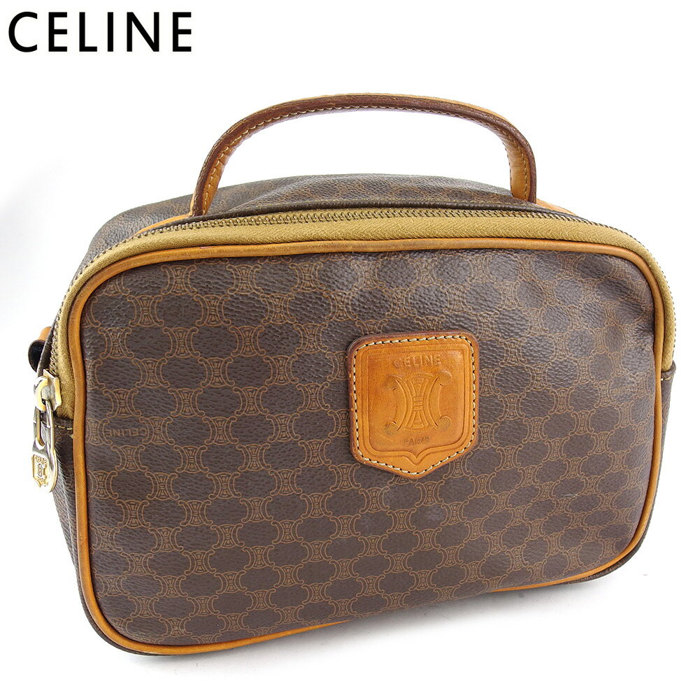 【スプリングセール】セリーヌ ハンドバッグ バッグ レディース メンズ マカダム ブラウン ベージュ ゴールド PVC×レザー CELINE T19613S 【中古】