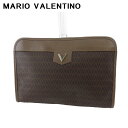【スプリングセール】 【中古】 マリオ ヴァレンティノ クラッチバッグ セカンドバッグ バッグ レディース メンズ Vマーク ブラウン ゴールド シルバー PV...