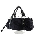 【スプリングセール】 【中古】 フランチェスコビアジア 2WAY ショルダーバッグ ボストンバッグ バッグ レディース シャーリング ブラック シルバー ナイロンキャンバス×レザー FRANCESCO BIASIA L3709(4)