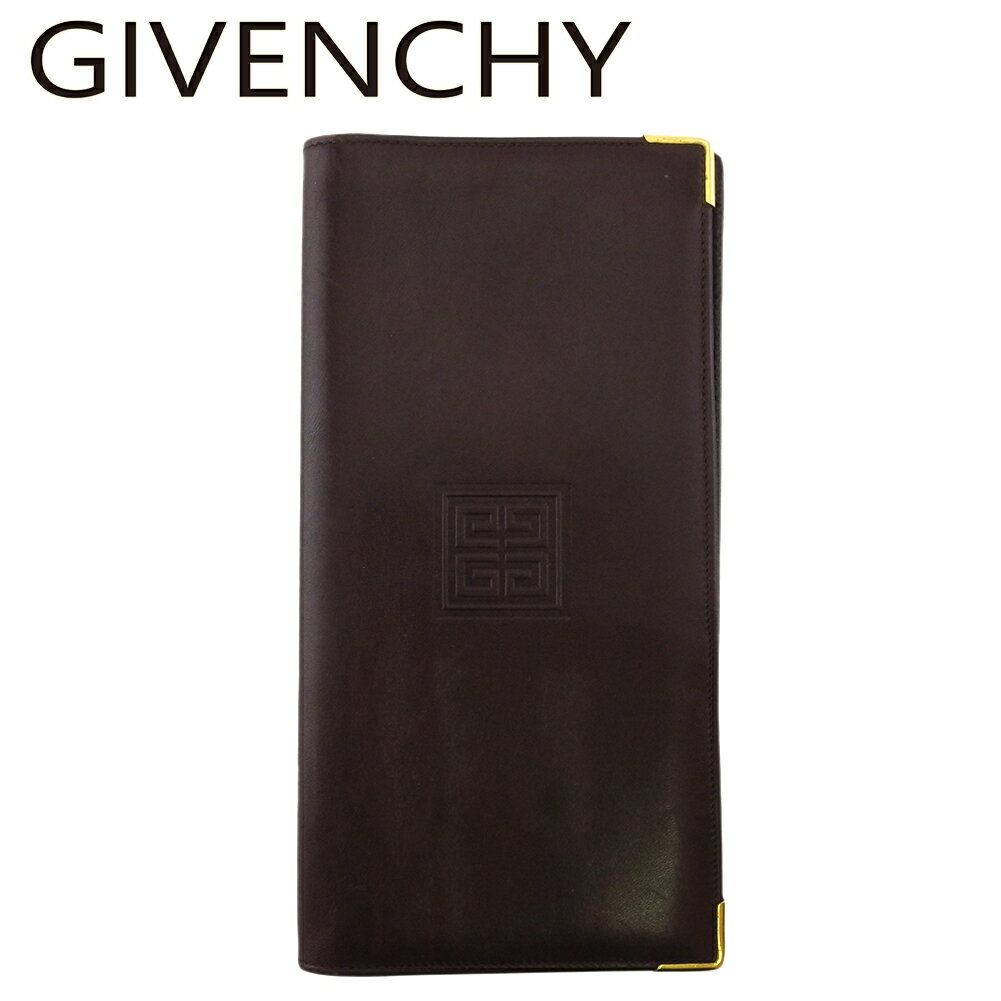 【スプリングセール30％OFF】ジバンシィ 長札入れ 札入れ メンズ 4Gロゴ ブラウン ゴールド レザー GIVENCHY T20057 【中古】